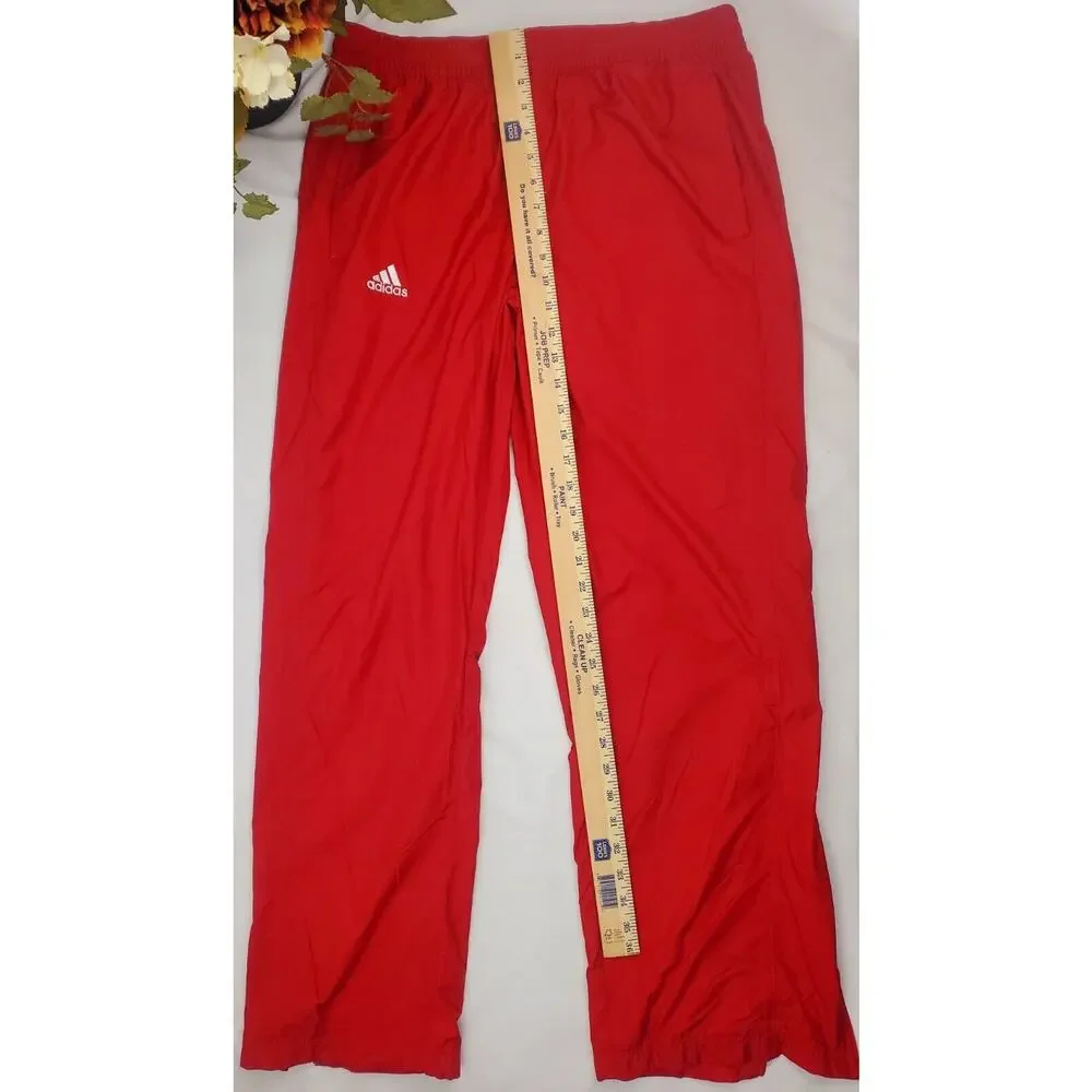 Adidas Pants Size L Vintage Y2K Mens Red Windbreaker Track Zip Leg Ruched 2006